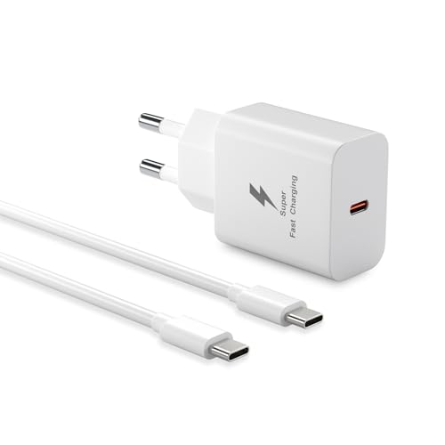 25 W Ladegerät USB C Schnellladung für Samsung Galaxy S25, S24, S23, S22, S21, S20+, FE, Ultra, A15, A54 5G, A55, A56, A34, A35, Note 20, 10, 9, mit 1,5 m Kabel, Super Fast Netzadapter 25 W Ladegerät USB C Schnellladung für Samsung Galaxy S25, S24, S23, S22, S21, S20+, FE, Ultra, A15, A54 5G, A55, A56, A34, A35, Note 20, 10, 9, mit 1,5 m Kabel, Super Fast Netzadapter von MKnenaJn