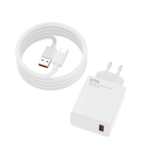 67 W Schnellladegerät, Turbo-Ladegerät für Xiaomi 14T Pro/13T/14 Ultra/12 Lite/Redmi Pad SE/POCO X7 Pro/F6/X6 Pro/M6/X4 GT, für Redmi Note 14 Pro 13 12, Ladeadapter mit 2 m USB-Kabel C 67 W Schnellladegerät, Turbo-Ladegerät für Xiaomi 14T Pro/13T/14 Ultra/12 Lite/Redmi Pad SE/POCO X7 Pro/F6/X6 Pro/M6/X4 GT, für Redmi Note 14 Pro 13 12, Ladeadapter mit 2 m USB-Kabel C von MKnenaJn