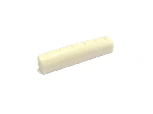 Knochen Sattel/Bone Nut LP gekerbt Nr.27 Maße: 43mm Breite x 6mm Fussbreite x 9mm Höhe Knochen Sattel/Bone Nut LP gekerbt Nr.27 Maße: 43mm Breite x 6mm Fussbreite x 9mm Höhe von ML-Factory