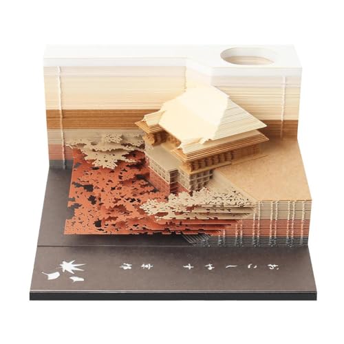 Japanischer Kiyomizu-Tempel, 3D-Papierschnitz-Notizblock, Dekoration, klebrige Ornamente, 3D-Geschenke, Notizblock, Memo-Notizen von MLEHN