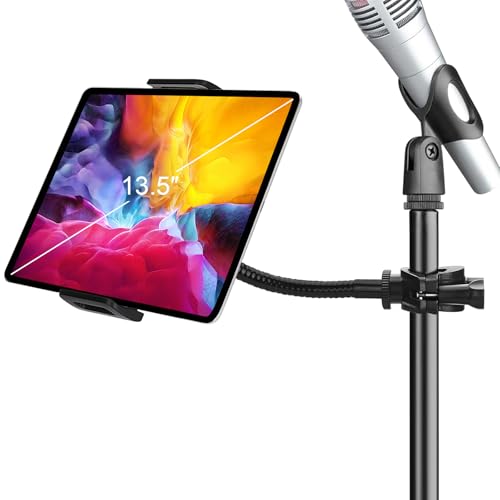 Tablet-Halterung für Mikrofonständer, Smartphone-Tablet-Mikrofonständer-Halterung für Musik Passend für Geräte von Bildschirmgröße 4,7 bis 12,9 Zoll von MLEJIAKJ
