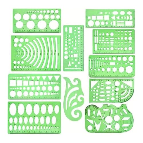 11pcs Geometrische Schablonen Geometrische Zeichenvorlagen Klare Messvorlagen Für Entwurf Von Engineering Zeichengebäuden von MLWSKERTY