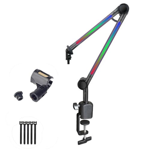 MLWSKERTY Verstellbarer LED-Pfeilarm für Mikrofone mit 180 ° Rotation, dynamischer LED-Effekt für Podcasts, Voix Off 3/8 Zoll, 5/8 Zoll von MLWSKERTY
