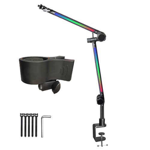 MLWSKERTY Verstellbarer LED-Pfeilarm für Mikrofone mit 180 ° Rotation, dynamischer LED-Effekt für Podcasts, Voix Off 3/8 Zoll, 5/8 Zoll von MLWSKERTY