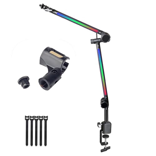 MLWSKERTY Verstellbarer LED-Pfeilarm für Mikrofone mit 180 ° Rotation, dynamischer LED-Effekt für Podcasts, Voix Off 3/8 Zoll, 5/8 Zoll von MLWSKERTY