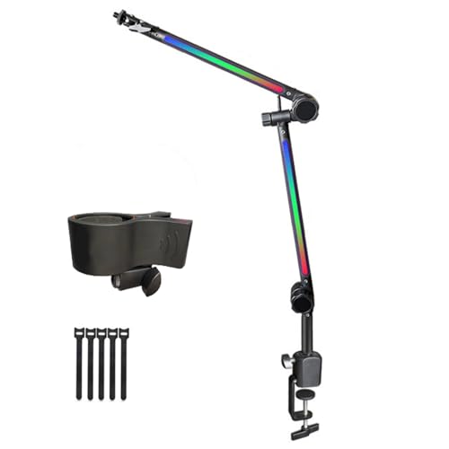 MLWSKERTY Verstellbarer LED-Pfeilarm für Mikrofone mit 180 ° Rotation, dynamischer LED-Effekt für Podcasts, Voix Off 3/8 Zoll, 5/8 Zoll von MLWSKERTY
