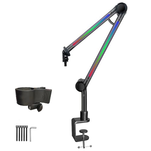 MLWSKERTY Verstellbarer LED-Pfeilarm für Mikrofone mit 180 ° Rotation, dynamischer LED-Effekt für Podcasts, Voix Off 3/8 Zoll, 5/8 Zoll von MLWSKERTY
