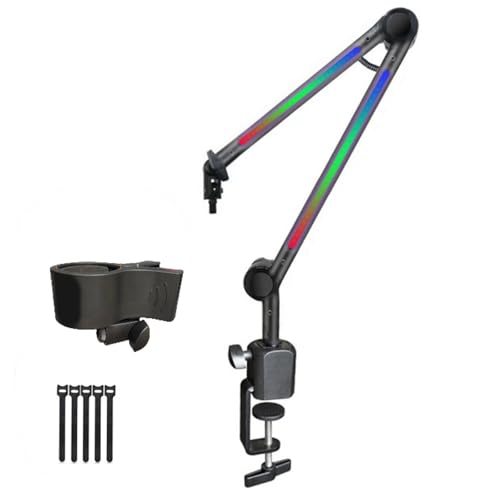 MLWSKERTY Verstellbarer LED-Pfeilarm für Mikrofone mit 180 ° Rotation, dynamischer LED-Effekt für Podcasts, Voix Off 3/8 Zoll, 5/8 Zoll von MLWSKERTY