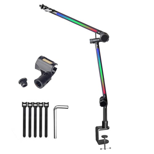 MLWSKERTY Verstellbarer LED-Pfeilarm für Mikrofone mit 180 ° Rotation, dynamischer LED-Effekt für Podcasts, Voix Off 3/8 Zoll, 5/8 Zoll von MLWSKERTY