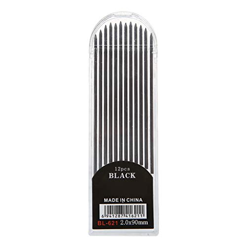 12 pcs Bleistiftmine 2.0mm, 2B schwarz Bleistiftmine, Automatische Bleistiftmine für zeichnung skizze malerei von MM456