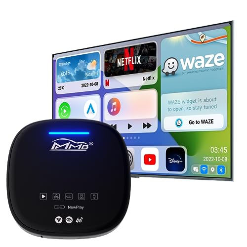 MMB MAX 3.0 Wireless CarPlay Adapter 2023 Multimedia Videobox Mit HDMI Ausgang, The Magic Ai Box, Android 10 System Online YouTube/Netflix/Google Play Dongle, 8+128 GB, 4G Band und Android Auto von MMB
