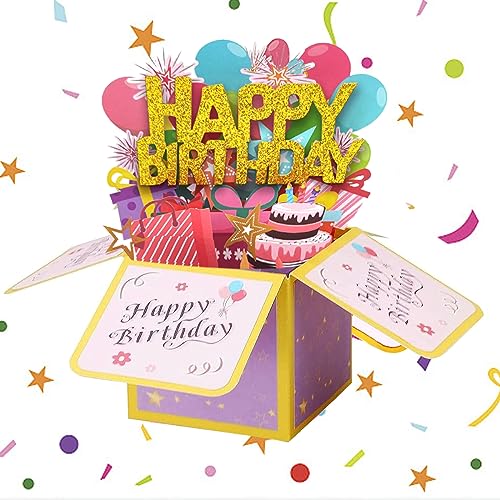 MMDOCO Geburtstagskarte, Pop Up Grußkarten, 3D Geburtstagskarten mit Umschlag, 3D Pop Up Karte Geburtstag, Happy Birthday Karte für Mädchen Junge Freunde Romantik Geschenk-Karte von MMDOCO