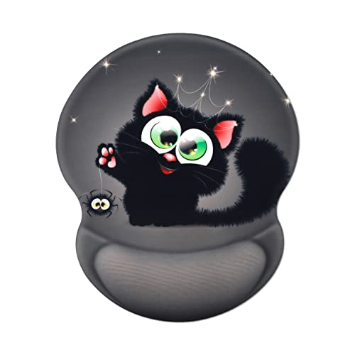 MMDW Spinne Katze Cartoon Mauspad, süßes Katzen-Mauspad, 3D Mauspad mit Handgelenkstütze, Bequeme Oberfläche + Rutschfester Boden, für Bürogebrauch, 9 * 8 Zoll(Cat) von MMDW