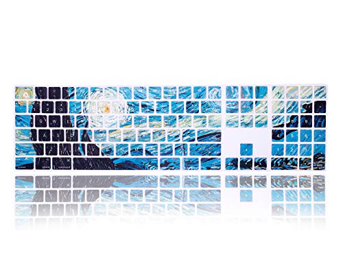MMDW Ultradünne Silikon-Schutzhülle für iMac Magic Tastatur mit Ziffernblock MQ052LL/A A1843 2017 2018 US-Layout (Van Gogh Sternenhimmel) von MMDW