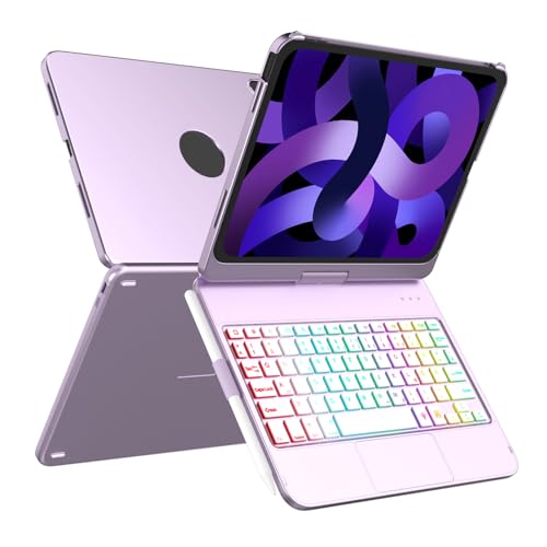 MMK Tastatur Hülle für iPad 10 Generation 10,9 Zoll 2022, 7 Farben Beleuchtung & Multi Touch Trackpad & Auto Schlaf/Wach Funktion, Flip Stand Gehäuse mit Bleistifthalter, für iPad 10 Generation von MMK