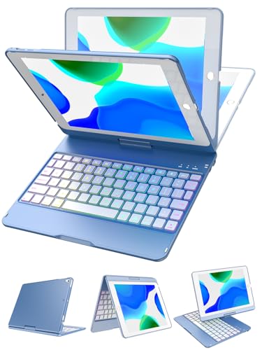 MMK iPad Tastaturhülle für iPad 6. Generation 2018, iPad 5. Generation 2017, iPad Pro 9.7, iPad Air 2, iPad Air 1, iPad-Hülle mit Tastatur, automatischer Schlaf/Wach- Ozean Blau von MMK