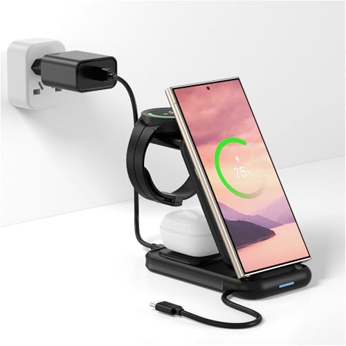 Induktive Ladestation für Samsung von MMOBIEL – 4 in 1 Qi2 Faltbare Kabellose Ladegerät – Ladestation für Samsung Galaxy S25/S24/S23/S22 Serie, Watch 7/6/5, Buds – Inkl. 25W Adapter – Schwarz Induktive Ladestation für Samsung von MMOBIEL – 4 in 1 Qi2 Faltbare Kabellose Ladegerät – Ladestation für Samsung Galaxy S25/S24/S23/S22 Serie, Watch 7/6/5, Buds – Inkl. 25W Adapter – Schwarz von MMOBIEL