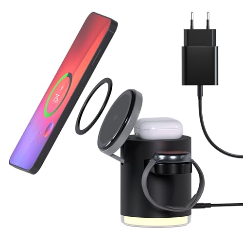 Induktive Ladestation für Samsung von MMOBIEL – 4 in 1 Qi2 Zertifizierte Kabellose Ladegerät – Ladestation für Samsung Galaxy S25/S24/S23/S22 Serie, Watch 7/6/5, Buds – Inkl. 25W Adapter – Schwarz von MMOBIEL
