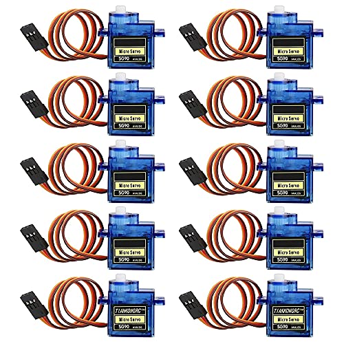 MMOBIEL 10 Stk. SG90 9g Micro-Servo-Motor-Kit für RC-Drohne/Auto/Flugzeug/Hubschrauber/Fahrzeuge/Roboter/kompatibel mit Arduino-Projekten und Raspberry Pi inkl Schrauben und 3 Servo-Armen von MMOBIEL