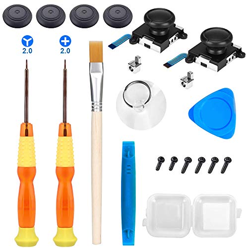 MMOBIEL 3D Analog Joystick Reparatur Set kompatibel mit Nintendo Switch Joy-Con Controller - Analoger Thumbstick Reparatur Werkzeug Kit + 4 Thumbstick Caps von MMOBIEL