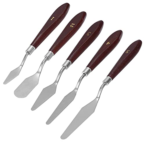 MMOBIEL 5 Stück 3D-Druckerzubehör 3D-Druck-Entnahmewerkzeug Schaufel-Werkzeug-Set, Edelstahl-3D-Drucker Spatel Palette Messer mit stabilem Holzgriff zum Entfernen von Modellen aus 3D-Druckern von MMOBIEL