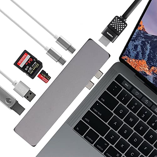 MMOBIEL 7-in-1-USB-C-Hub für MacBook Pro/Air Doppelter USB-C – Thunderbolt 3 5K 60HZ – Adapter von MMOBIEL