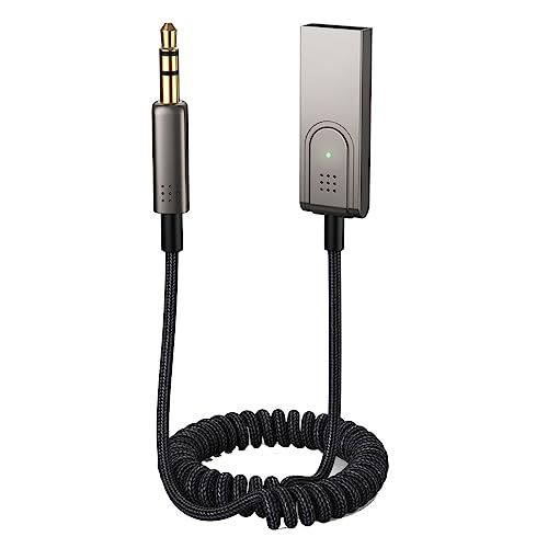 MMOBIEL AUX Bluetooth Adapter Auto USB - 3,5mm Bluetooth Empfänger - AUX BT Adapter - USB-A Bluetooth Empfänger Adapter auf 3,5mm Klinke mit Mikrofon für Drahtlos Musik & Freisprechen von MMOBIEL