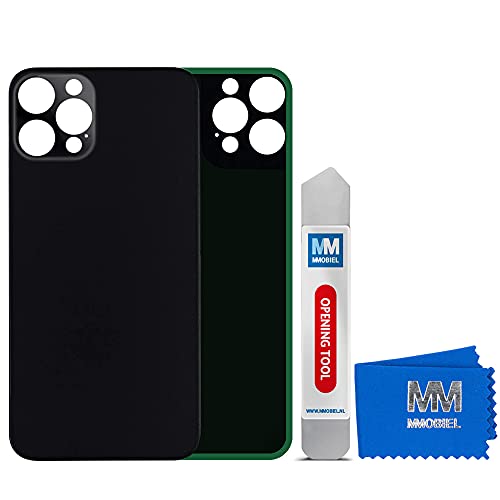 MMOBIEL Back Cover Akkudeckel Rückseite Rück Klappe Kompatibel mit iPhone 12 Pro - 6.1 inch Schwarz inkl. Metall Hebelwerkzeug und Kleber von MMOBIEL