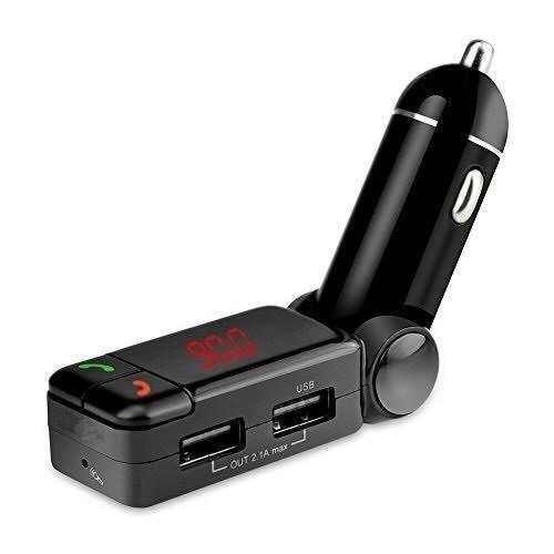 MMOBIEL Bluetooth FM Transmitter für Auto - Auto Bluetooth Adapter mit Freisprecheinrichtung - 2 USB-Ports und 3.5 mm AUX Eingang - Radio Adapter Bluetooth Transmitter für Auto Radio - Schwarz von MMOBIEL