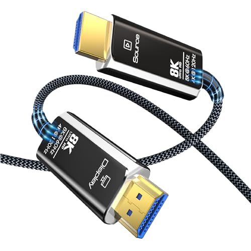 MMOBIEL HDMI 8K Glasfaserkabel 15m - 48Gbps Ultra High Speed - 8K@60Hz, 4K@120Hz, Dynamic HDR, ARC/eARC, HDMI 2.1, HDCP 2.2/2.3 - Kompatibel mit PS5/4, Xbox One, Laptop, Blu-ray, TV etc. Schwarz von MMOBIEL