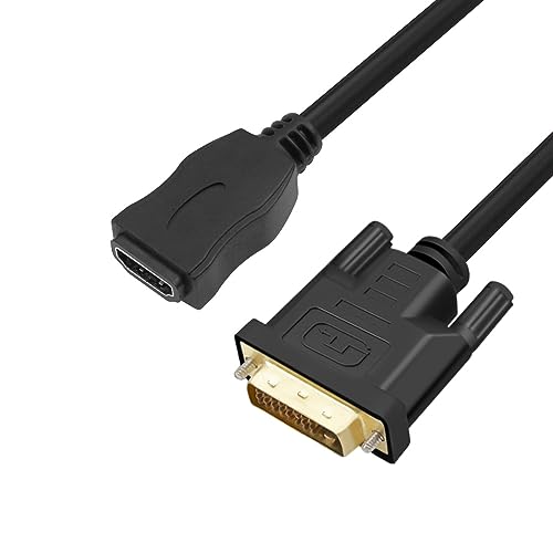 MMOBIEL HDMI auf DVI Kabel Adapter – Bidirektional – Stecker DVI-D Dual Link auf HDMI Buchse – Kabelkonverter Unterstützt Monitor, PC, TV, Gaming, Projektor - 1080p Full HD 60Hz - Gold Stecker 0.3 m von MMOBIEL