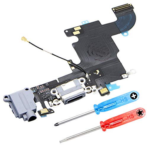 MMOBIEL Ladeanschluss, kompatibel mit iPhone 6S 2015 – Dock Connector – Ersatz-Flachbandkabel – mit Audio/Mikrofon/Antenne – inkl. Schraubendreher – Grau von MMOBIEL