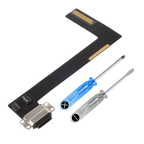 MMOBIEL Ladebuchse Kompatibel mit iPad Air 2 (2014) / iPad 6 (2018) - Dock Connector Flex Kabel - Audio Jack/Mikrofon/Antenne Ersatz - Inkl. Schraubenzieher - Schwarz von MMOBIEL