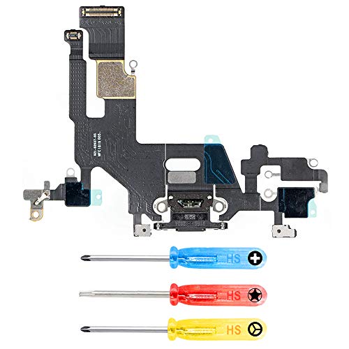 MMOBIEL Ladebuchse Kompatibel mit iPhone 11 2019 - Dock Connector Flex Kabel - Audio Jack/Mikrofon/Antenne Ersatz - Inkl. Schraubenzieher - Schwarz von MMOBIEL