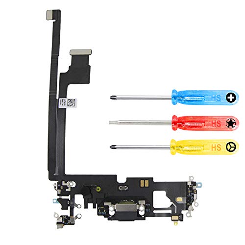 MMOBIEL Ladebuchse Kompatibel mit iPhone 12 Pro Max 2020 - Dock Connector Flex Kabel - Audio Jack/Mikrofon/Antenne Ersatz - Inkl. Schraubenzieher - Schwarz von MMOBIEL