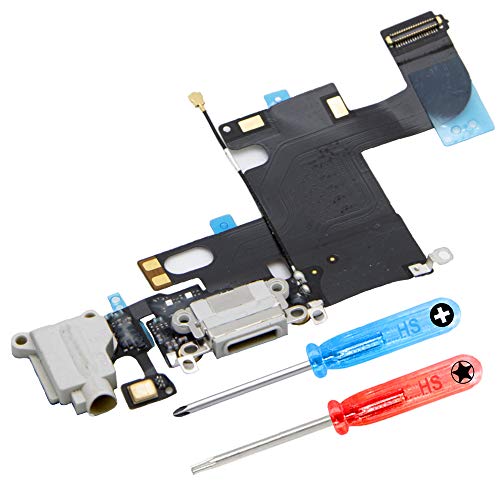 MMOBIEL Ladebuchse Kompatibel mit iPhone 6 Plus 2014 - Dock Connector Flex Kabel - Audio Jack/Mikrofon/Antenne Ersatz - Inkl. Schraubenzieher - Schwarz von MMOBIEL