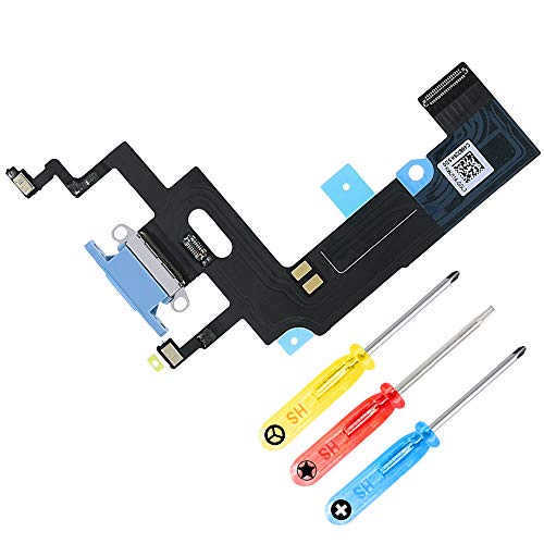 MMOBIEL Ladebuchse Kompatibel mit iPhone XR - 6.1 inch - 2018 - Dock Connector Flex Kabel - Audio Jack/Mikrofon/Antenne Ersatz - Inkl. Schraubenzieher - Blau von MMOBIEL