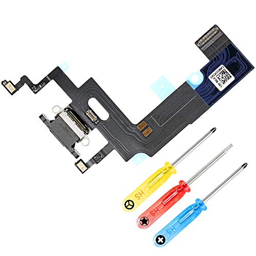 MMOBIEL Ladebuchse Kompatibel mit iPhone XR - 6.1 inch - 2018 - Dock Connector Flex Kabel - Audio Jack/Mikrofon/Antenne Ersatz - Inkl. Schraubenzieher - Schwarz von MMOBIEL