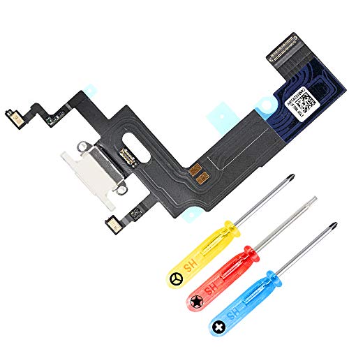 MMOBIEL Ladebuchse Kompatibel mit iPhone XR - 6.1 inch - 2018 - Dock Connector Flex Kabel - Audio Jack/Mikrofon/Antenne Ersatz - Inkl. Schraubenzieher - Weiß von MMOBIEL