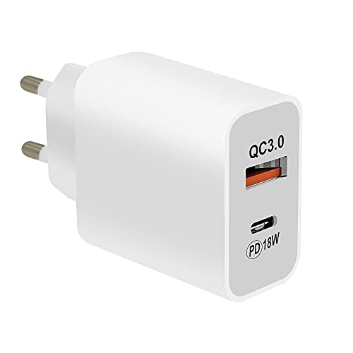 MMOBIEL Ladegerät USB Typ-C/USB Typ-A 3.0 Schnell ladender 18-Watt-, 3-Ampere-Wandadapter, Universal-Ladegerät für Smartphone und Tablet von MMOBIEL