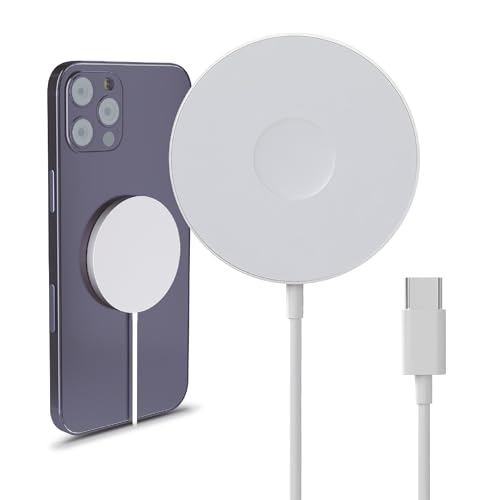 MMOBIEL Magnetisches drahtloses Ladegerät 15W Kompatibel mit MagSafe iPhone 15/14/13/12 Serie, AirPods 3/2/Pro, Apple Watch Alle Serien, Samsung Galaxy Buds, S23/S22/S21/Note - USB C - 1M - Weiß von MMOBIEL