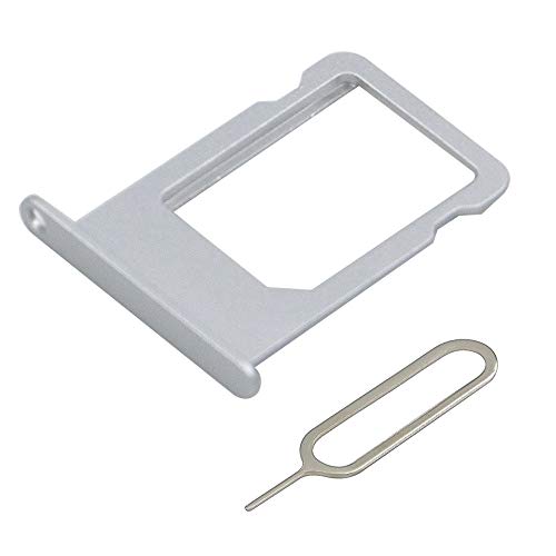 MMOBIEL SIM Kartenhalter Kompatibel mit iPhone 5S/SE 2016 - SIM Card Tray Schlitten Inkl. SIM Pin - Silber von MMOBIEL