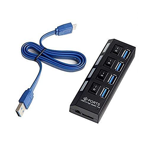 MMOBIEL Superspeed USB 3.0 4 Fach Port Hub Datenhub Verteiler mit Highspeed Modus mit Diagnose LED Anzeige von MMOBIEL