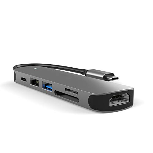 MMOBIEL USB-C Adapter Hub - 6-in-1 USB-C zu HDMI 4K, USB-A 3.0, USB-A 2.0 und SD/TF Kartenleser - USB Multiportadapter - Daten Hub für MacBook, iPad Air/Pro, Dell, HP, Samsung Galaxy etc. - Aluminium von MMOBIEL