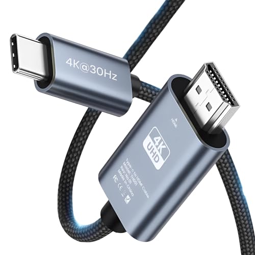 MMOBIEL USB-C zu HDMI Kabel 2 m - 4K@30Hz - Geflochtenes Kabel - Thunderbolt 3 zu HDMI Adapter Kompatibel mit MacBook Pro/Air, iPhone 15, iPad Pro, iMac, Samsung Galaxy, Chromebook, etc. - Aluminium von MMOBIEL