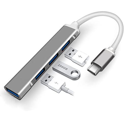 MMOBIEL Ultraflacher 4-Port USB Typ-C zu USB 3.0 Daten Hub kompatibel mit MacBook Mac Pro/Mini iMac Surface Pro XPS Notebook PC USB Flash Drives Mobile HDD von MMOBIEL