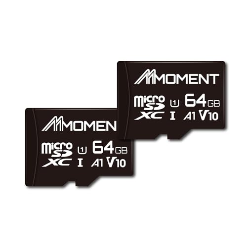 MMOMENT 64 GB Micro SDXC-Karte (2er-Pack), A1, UHS-I, U1, V10, Klasse 10 kompatibel, Lesegeschwindigkeit bis zu 95 MB/s, SD-Adapter im Lieferumfang enthalten von MMOMENT