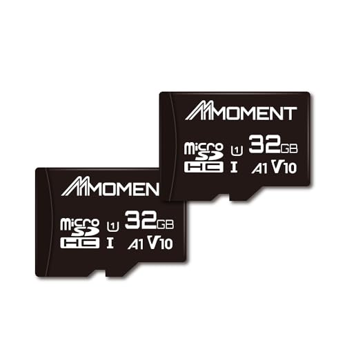 MMOMENT Micro-SDHC-Speicherkarte (32 GB), A1, UHS-I, U1, V10, Klasse 10 kompatibel, Lesegeschwindigkeit bis zu 90 MB/s, SD-Adapter im Lieferumfang enthalten, 2 Stück von MMOMENT