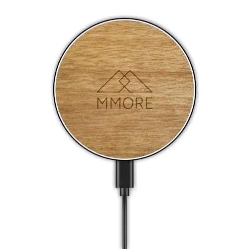 MMORE - Kabelloses Ladegerät mit Tanganika Holz Material | Schwarz von MMORE