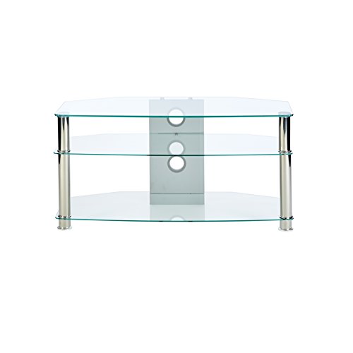 Klares Glas Fernsehtisch mit Beinen aus Chrom, für bis zu 46 von MMT Furniture Designs Ltd